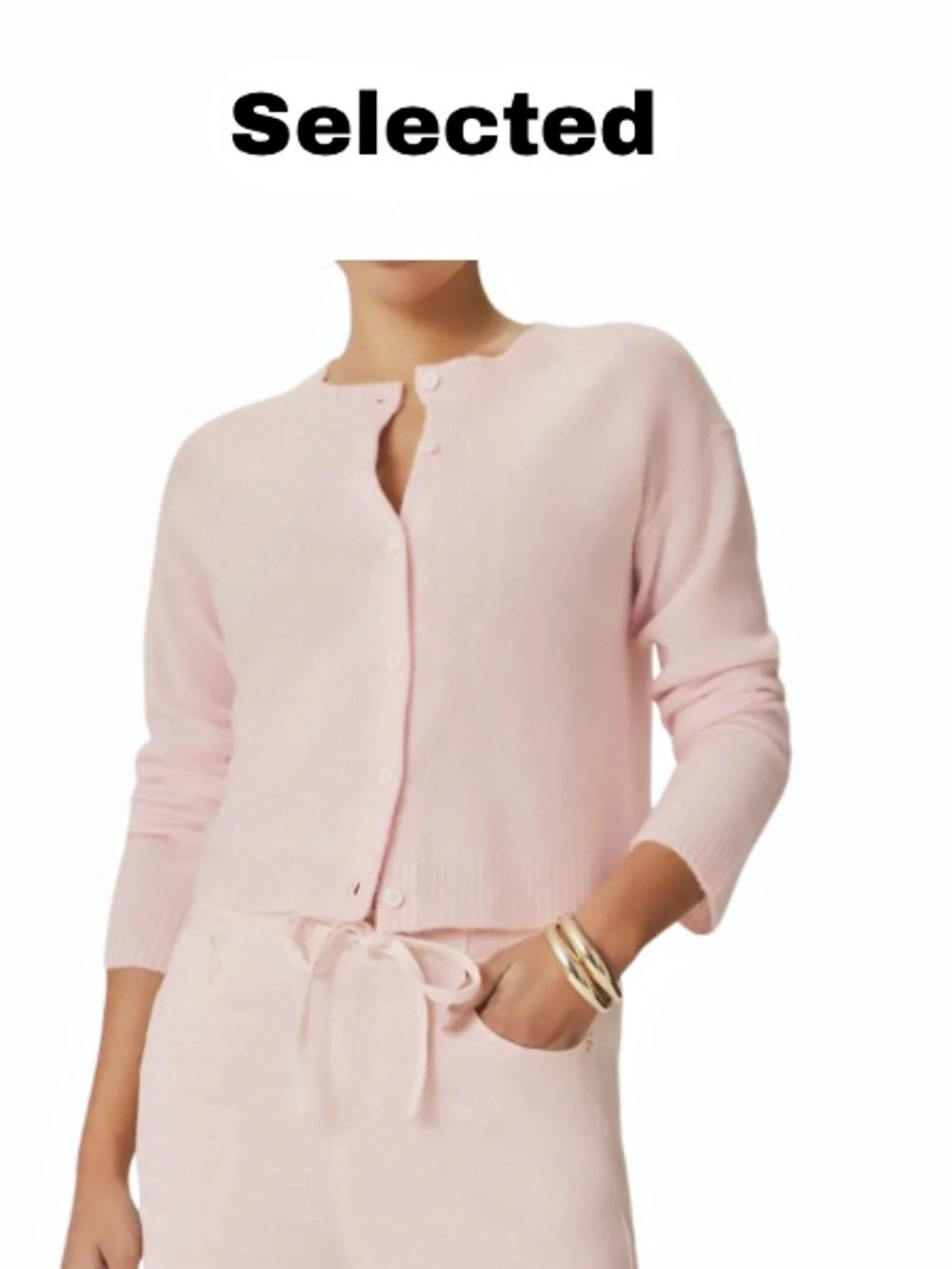 Selected  Knit Cardigan in Pink Wool + Alpaga blend
